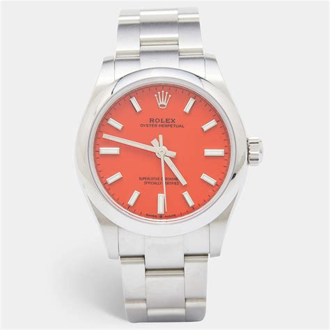 rolex oyster perpetual 31 coral red worth womens|Rolex Oyster Perpetual model case.